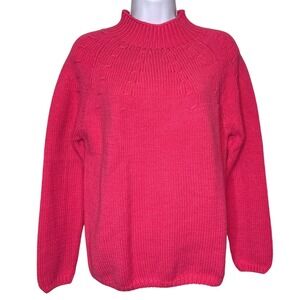 Vintage Westbound Womens Pink Mock Neck Sweater Size S Chunky Fisherman Preppy
